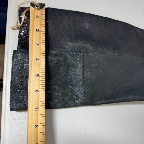 Anthropologie Felmini Black Leather Block Heel Red Detail Tall Boots Size 39 - Picture 11 of 16